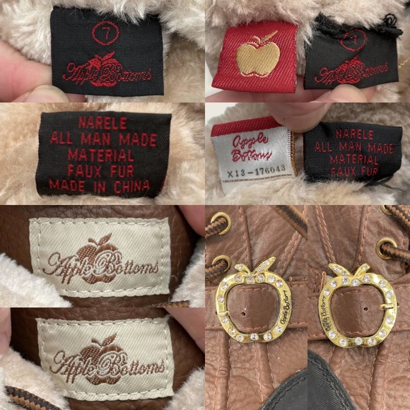 Apple Bottoms Narele Faux Fur Brown Vegan Material Buckle Lace Up Winter Boots 7 - Picture 8 of 9